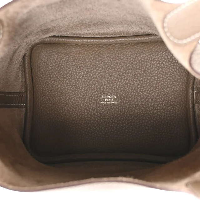 Hermès Taurillon Clemence Picotin Lock 18 PM Etoupe in Taupe Clemence leather from FASHIONPHILE, photo 5 of 13