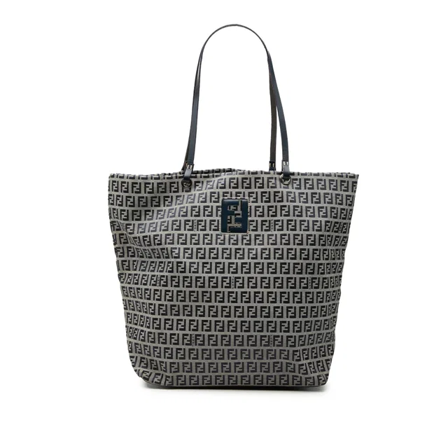 Gray Fendi Zucchino Canvas Tote in Grey Canvas from Designer Revival