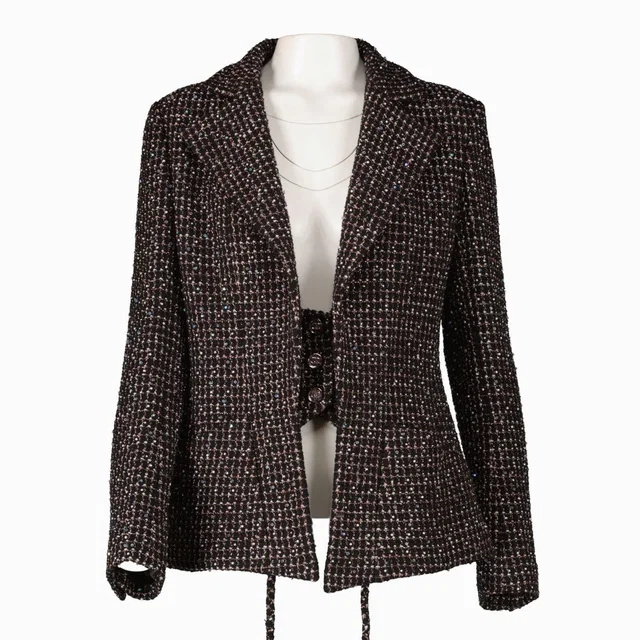 Chanel 23A Black Beaded Tweed Jacket - Size FR38 in Black Tweed from Labellov