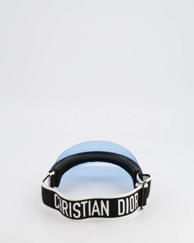 Dior Black DiorClub V1U Visor with Light Blue Shield and Adjustable Logo Strap in Black from Sellier, photo 4 of 5