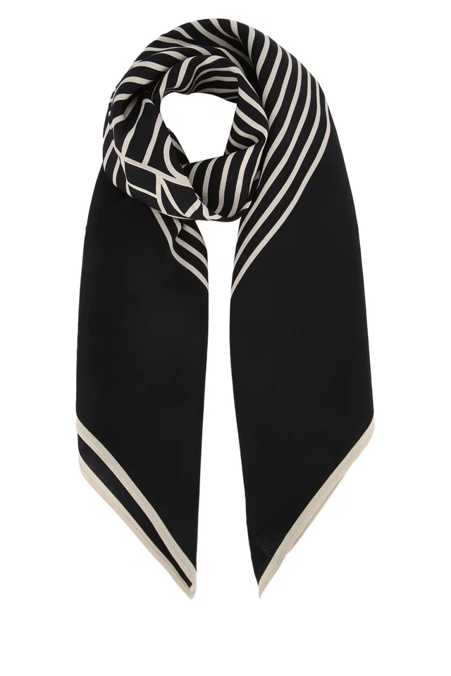 TOTEME Monogram Scarf — Black Silk Scarfs in Black Silk from HEWI