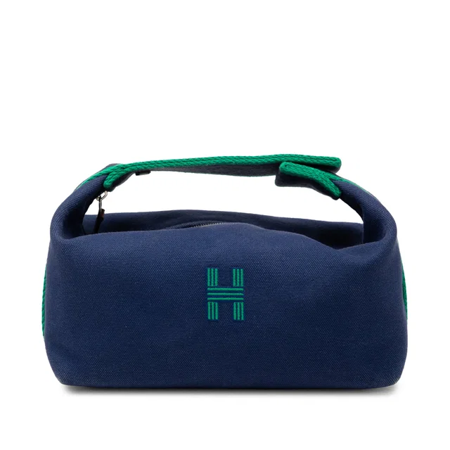 Blue Hermès Small Toile Bride A Brac Case Vanity Bag in Blue Canvas from Designer Revival