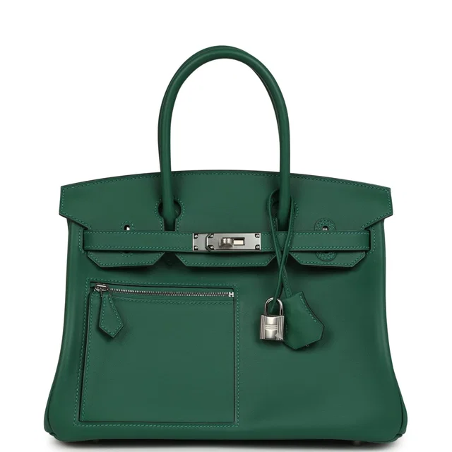 Hermès Colormatic Birkin 30 Vert Moyen Swift Palladium Hardware in Green Swift leather from Madison Avenue Couture