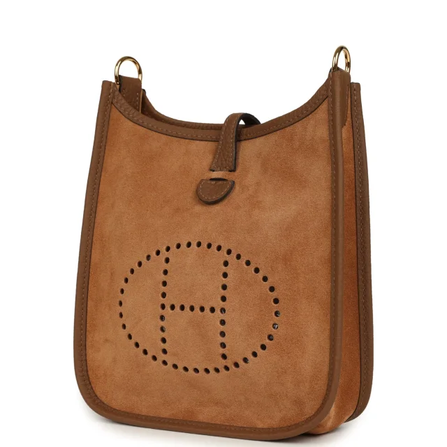 Hermès Evelyne TPM Chamois Grizzly, Alezan Clemence Gold Hardware in Brown Suede from Madison Avenue Couture, photo 1 of 1