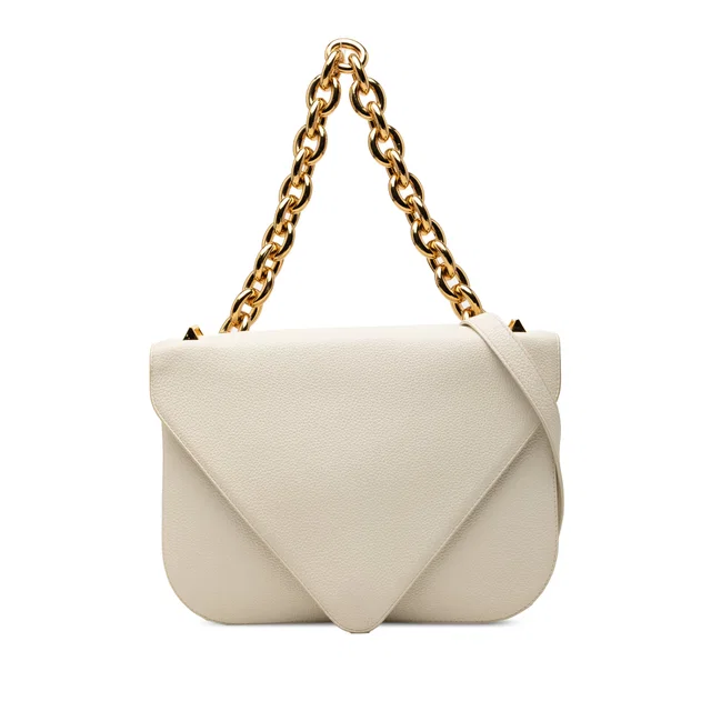 White Bottega Veneta Medium Leather Mount Envelope Chain Bag Satchel in White Leather from Designer Revival