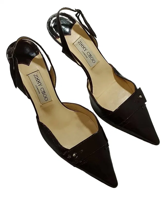 Patent Leather Jimmy Choo slingback pumps in Burgundy Leather from Oxfam Online Shop