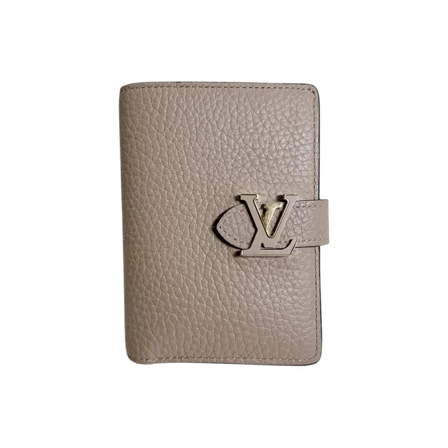 Louis Vuitton Taurillon Leather Bifold Wallet Vertical Compact Beige in Beige Leather from The Reluxe