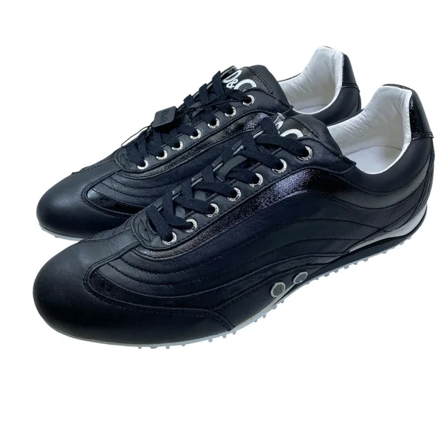 Dolce & Gabbana Swan Low-Cut Sneakers Logo Leather Black Street Mode Italy 42 in Black Leather from The Reluxe