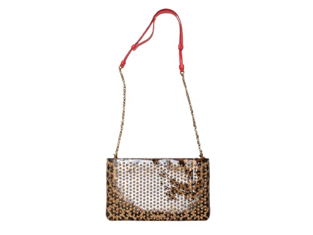 Brown & Black Christian Louboutin Studded Leopard Print Patent Bag in Black Patent leather from Designer Revival