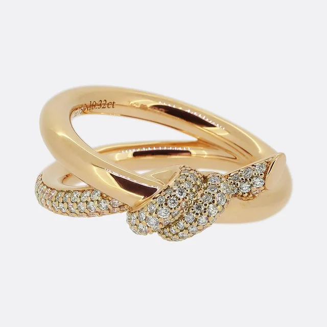 Tiffany & Co. Knot Double Row Diamond Ring in Woven leather from The Vintage Jeweller