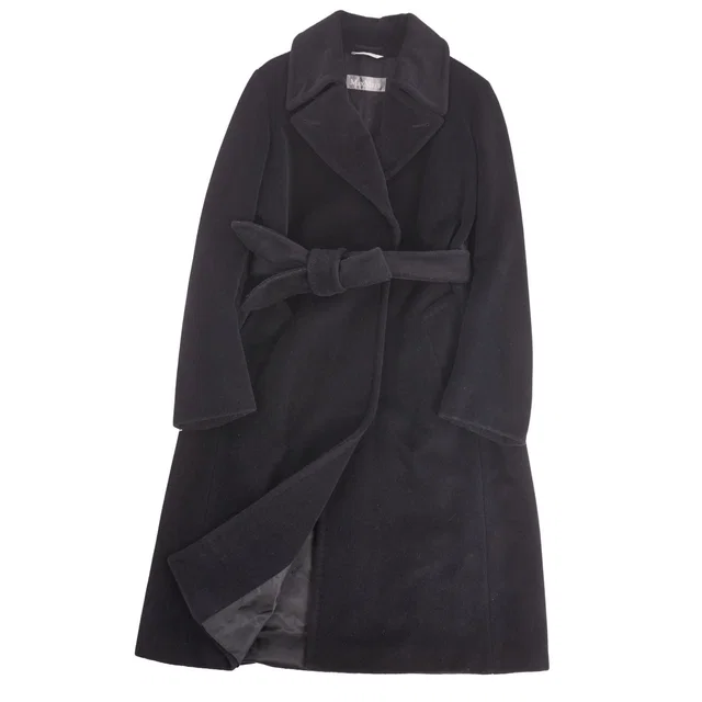 Max Mara Angora Coat Long in Black Wool from The Reluxe