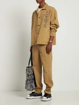 INCOTEX RED X FACETASM Straight Trousers with Details in 100% Cotton, photo 2 of 6 from LUISAVIAROMA