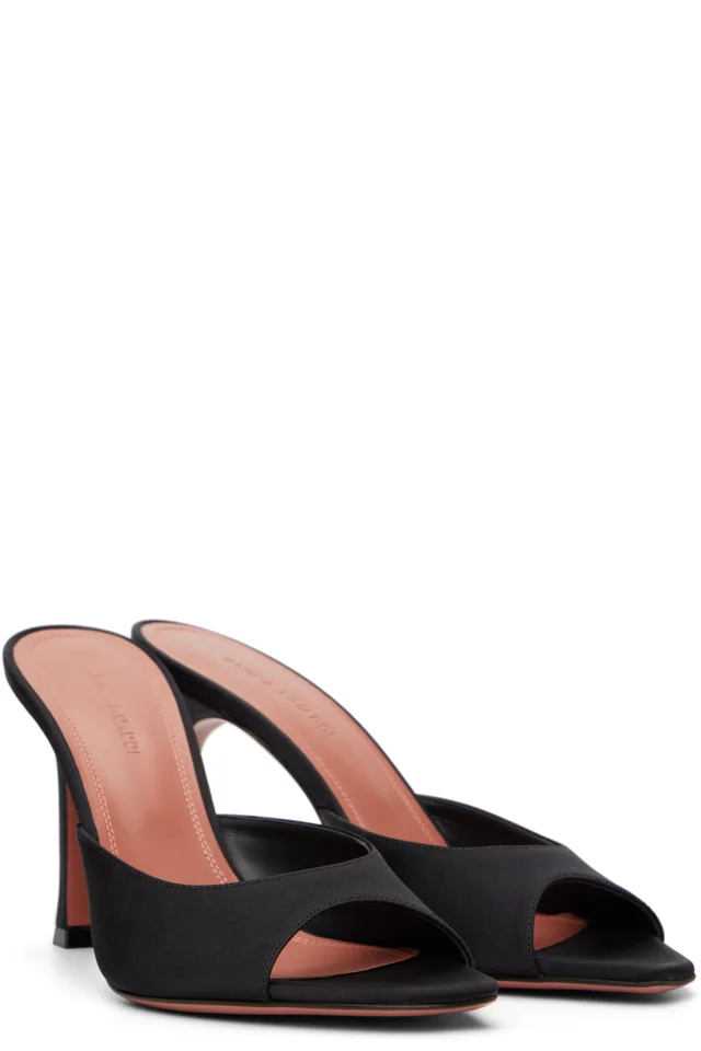 Amina Muaddi Black Alexa Slipper 95 Heeled Sandals, photo 4 of 5 from SSENSE