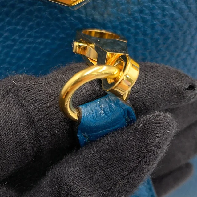 Hermès Kelly Retourne Blue de Galice Togo Leather Size 28 in Blue Togo leather from GALLERY RARE, photo 13 of 15