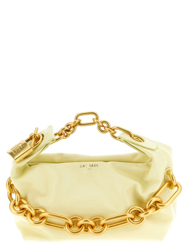 Balmain Sync Mini Top Handle Bag — Cream in White Nappa leather from HEWI