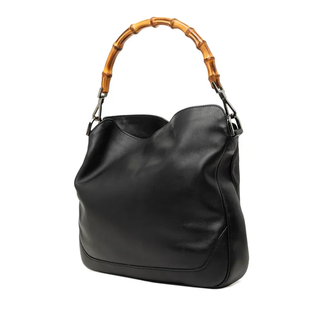Black Gucci Calfskin Bamboo Web Satchel in Black Calfskin from Designer Revival, photo 2 of 2