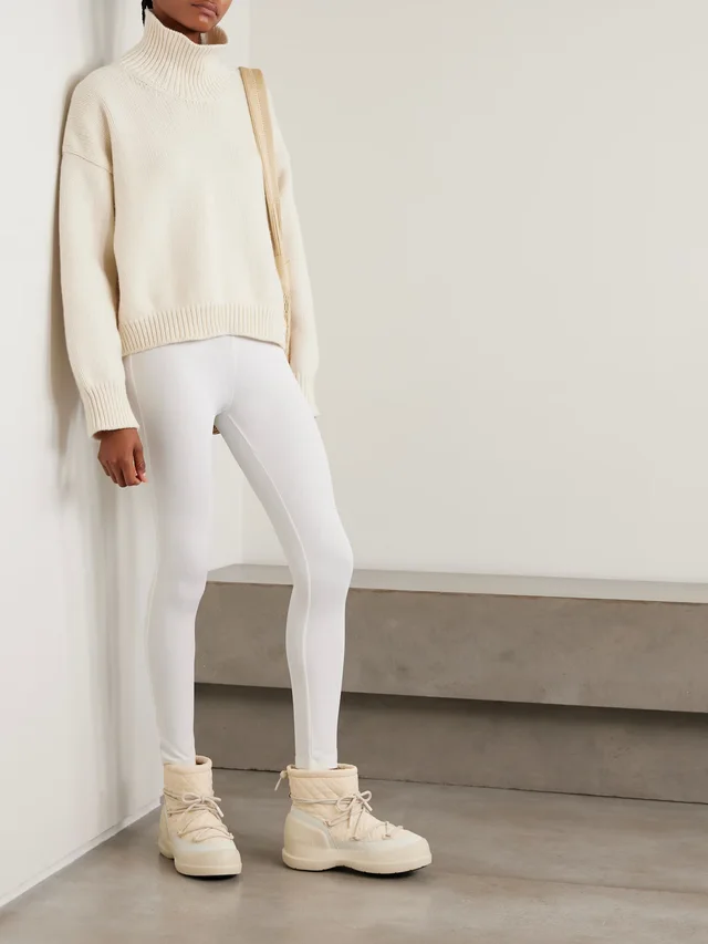 WE NORWEGIANS Bibi printed merino wool-blend piqué leggings in White, photo 2 of 2 from NET-A-PORTER (Canada)