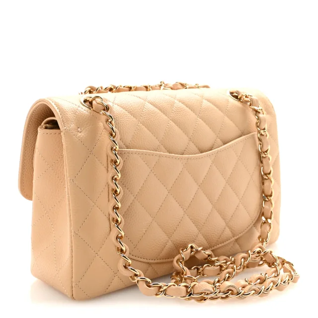 Chanel Caviar Quilted Small Double Flap Beige in Beige Caviar leather from FASHIONPHILE, photo 3 of 10