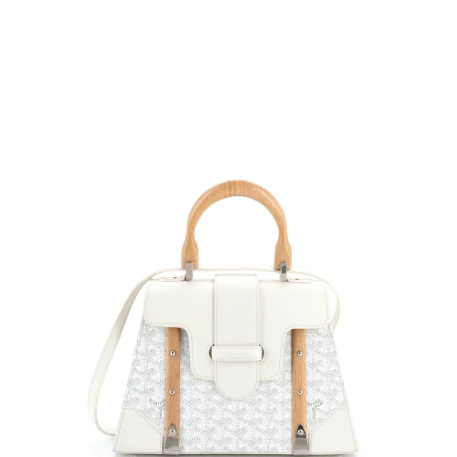 Goyard Saigon Top Handle Bag Coated Canvas with Leather PM in white Coated canvas from Rebag