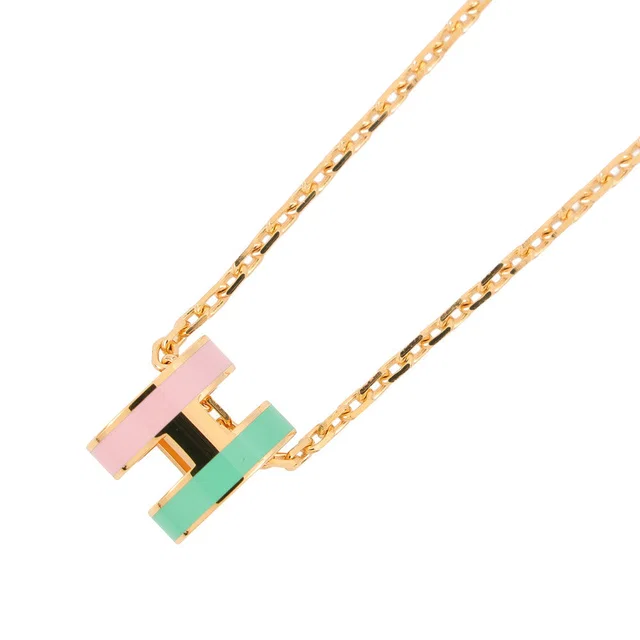 Hermès Pop Ash Necklace Rocabar Malabar Size Mini Vert/Rose Lacquer Gold Plated in Green from GALLERY RARE