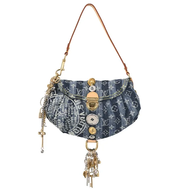 Louis Vuitton 2006 Blue Monogram Denim Mini Pleaty Raye Handbag M95332 in Blue Denim from AMORE Vintage Tokyo