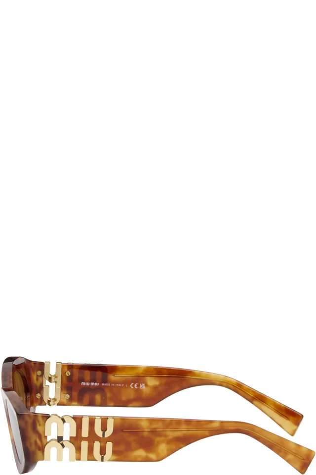 Miu Miu Eyewear Brown Miu Glimpse Sunglasses, photo 3 of 4 from SSENSE