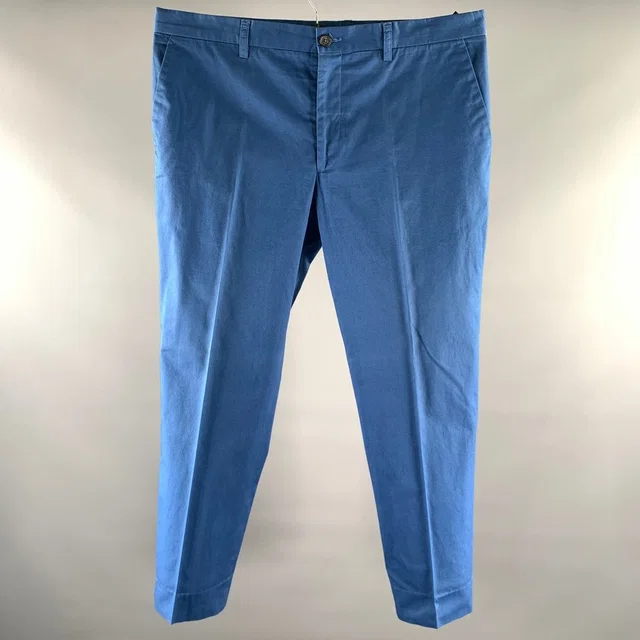 Etro Size 38 Blue Twill Cotton Flat Front Casual Pants in blue from Poshmark