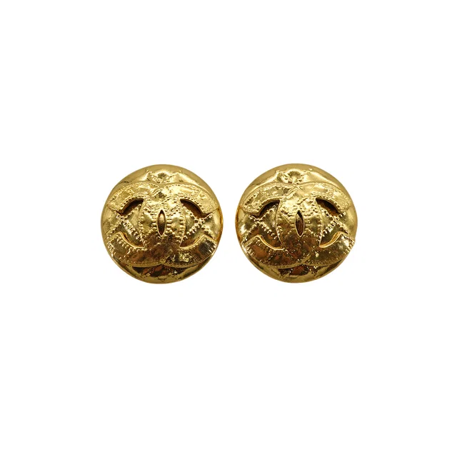 Chanel Vintage Earrings Matelasse Cocomark Round Accessory 94P from Luxury Promise
