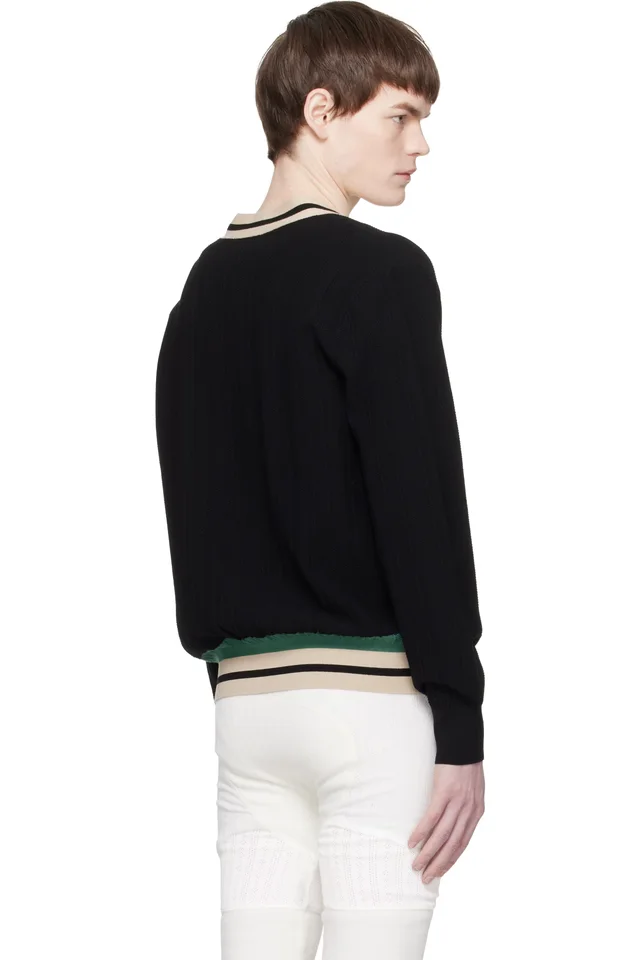 Dries Van Noten Black Block Stripe Cardigan, photo 3 of 4 from SSENSE