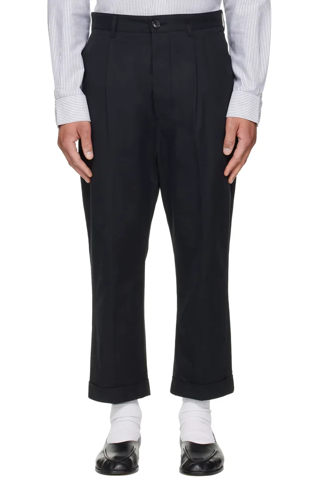 Black Cotton Carrot Oversized Trousers