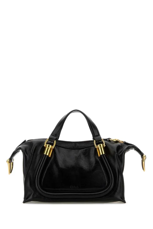 Chloé Paraty 24 Top Handle Bag — Black in Black Calfskin from HEWI
