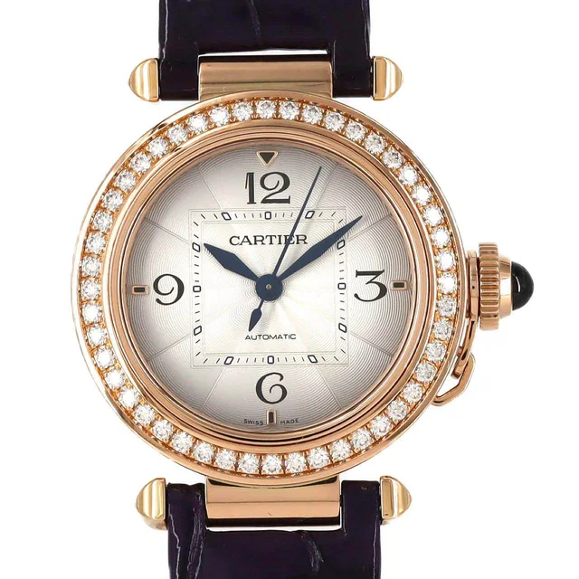 Pasha de Cartier Pink Gold Automatic in Pink Crocodile from LuxUness