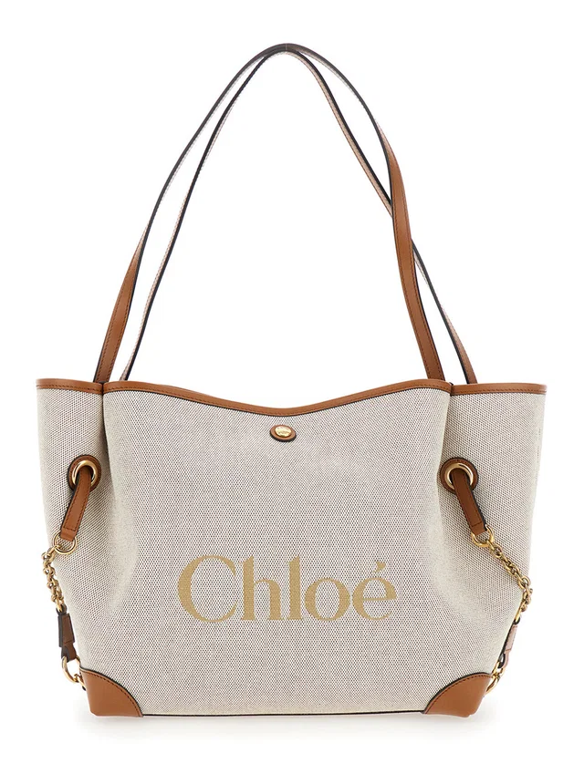 Chloé Clover Tote Bag — Brown Cotton in Brown Leather from HEWI