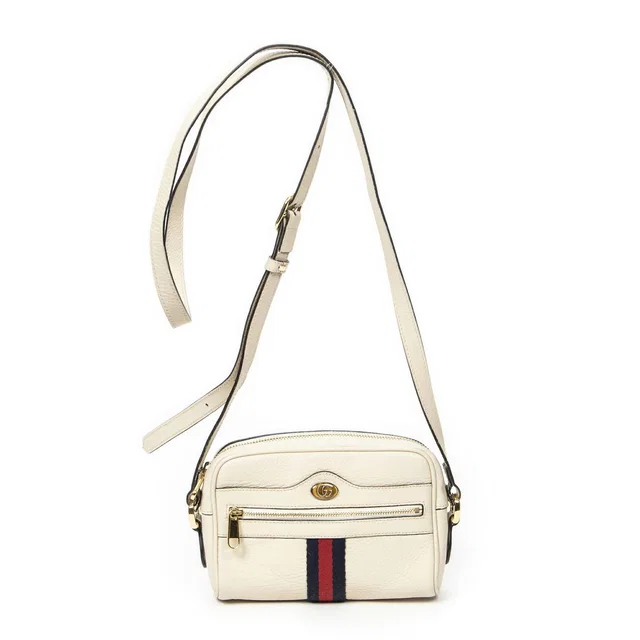 Gucci Mini Web Ophidia Cross Ivory Grain Calf Leather Shoulder Bag in White Calfskin from The Reluxe