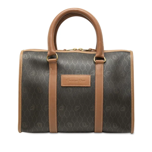 Black Dior Honeycomb Coated Canvas Boston Bag in Black Coated canvas from Designer Revival