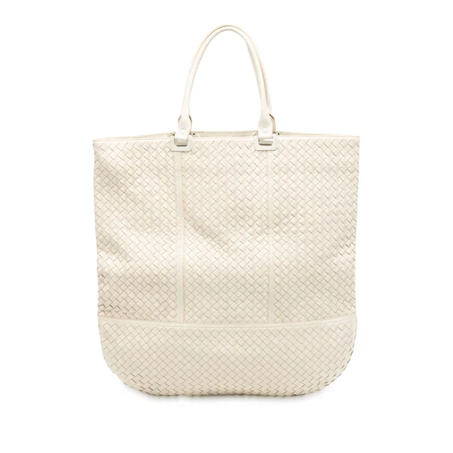 White Bottega Veneta Nappa Intrecciato Tote in White Nappa leather from Designer Revival