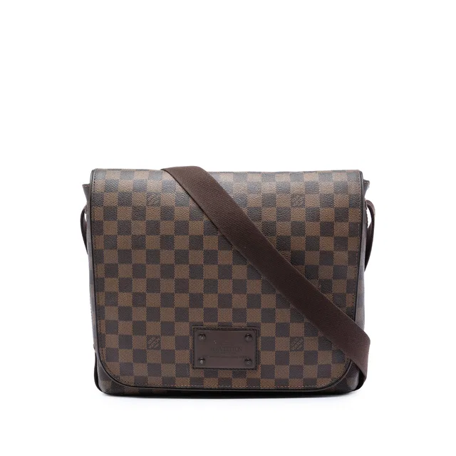 Brown Louis Vuitton Damier Ebene Brooklyn MM Crossbody Bag in Brown Canvas from Designer Revival