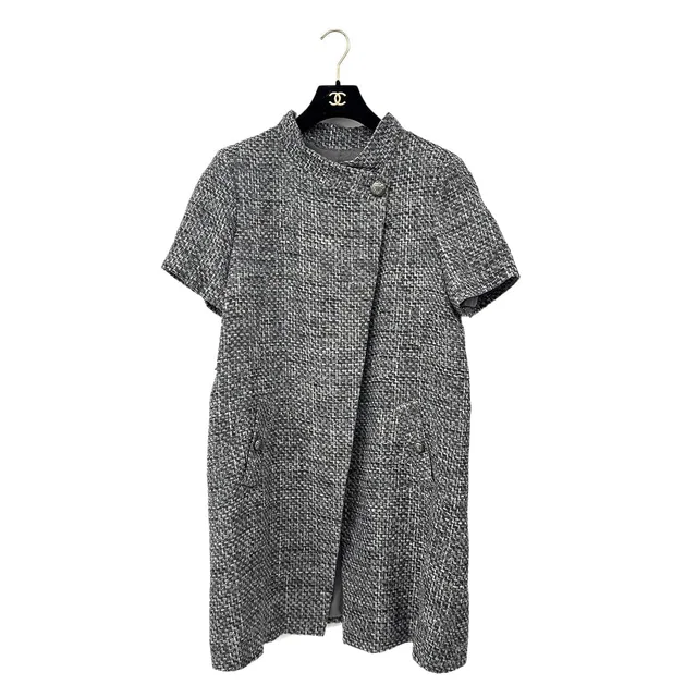 Chanel Camellia Coco Button Tweed Jacket Gray Nylon 50 P51 Rtw in Grey Nylon from Luxury Promise