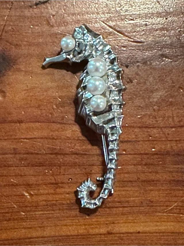 Mikimoto Vintage Akoya Pearl Sterling Silver Seahorse Brooch in gray|silver|white from Poshmark