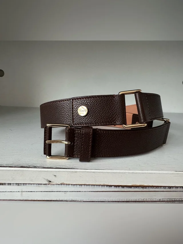 Tod's Genuine Leather Brown Belt Gold Hardware Made In Italy Size 80 31.5" in gold|brown|red Leather from Poshmark, photo 1 of 1