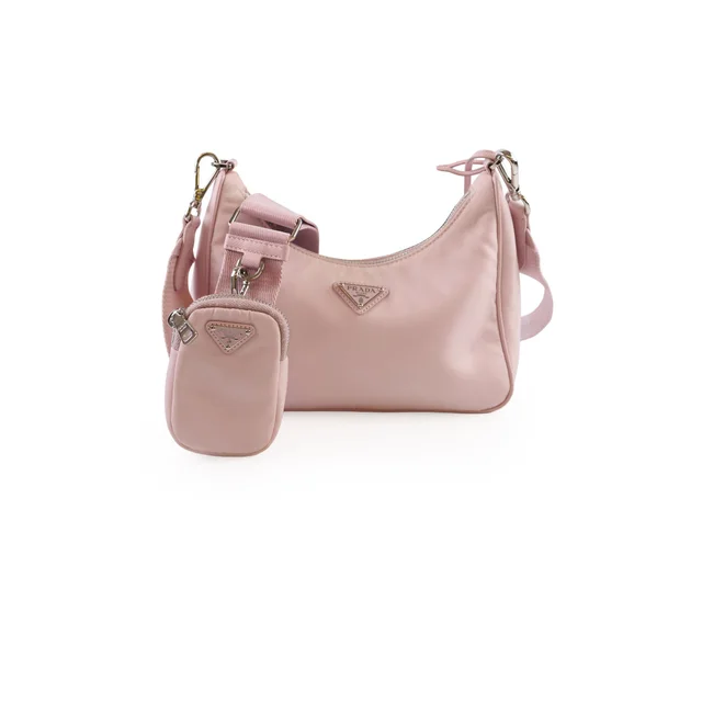 Prada Mini Re-edition 2000 Crossbody Pale Pink in Pink Nylon from The Purse Affair
