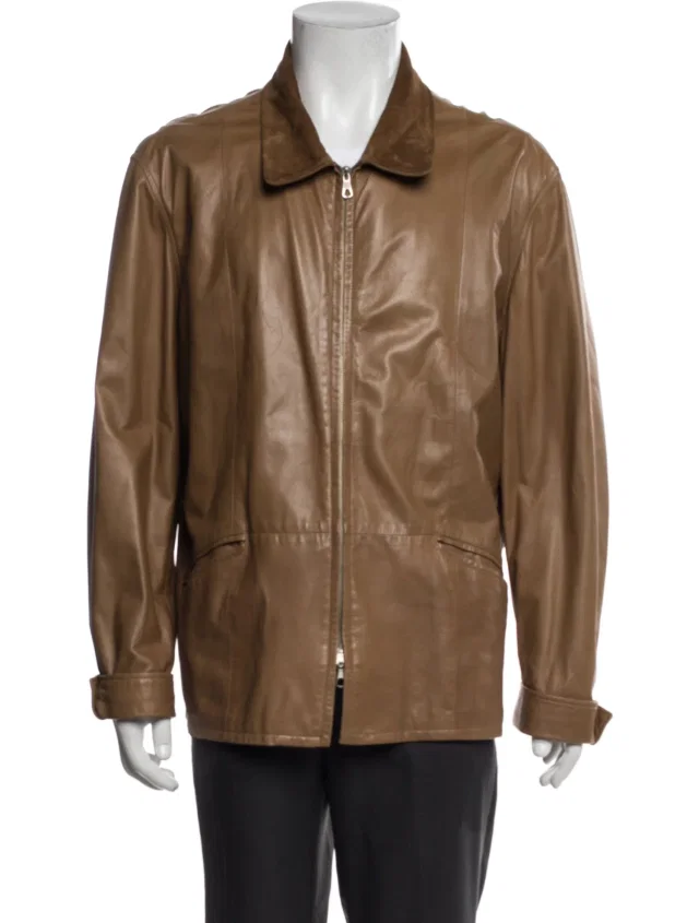 Giorgio Armani 1990's Lamb Leather Jacket in brown|red Lambskin from The RealReal