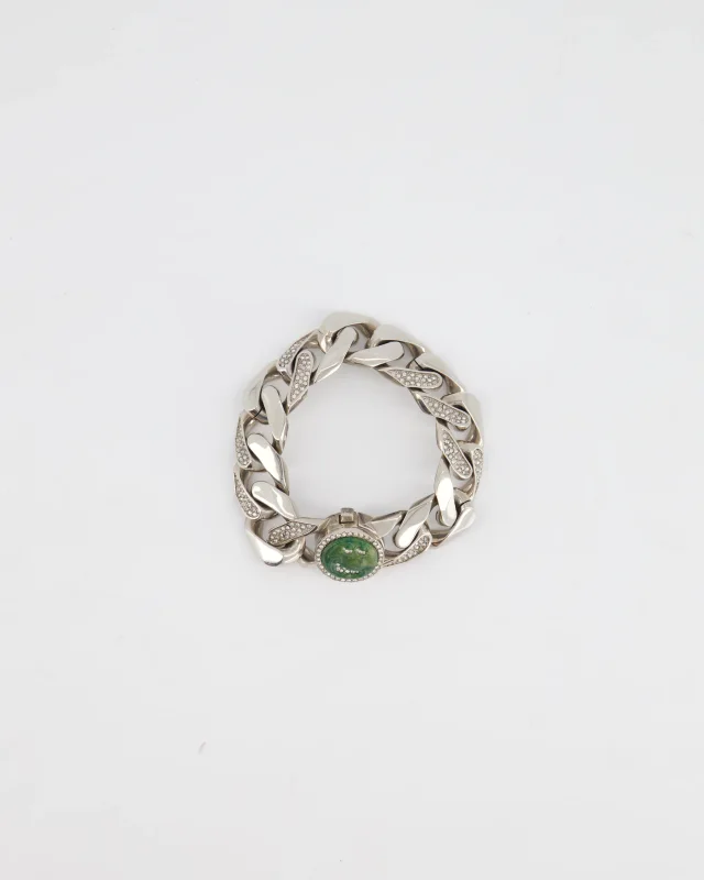 Dior X Kenny Scharf Silver Cuban Link Bracelet with Jade Stone and Crystals in Silver from Sellier, photo 6 of 6
