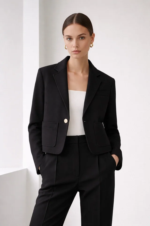 Proenza Schouler White Label Cropped Knit Blazer Scuba Jacket Black Xs in black from Poshmark