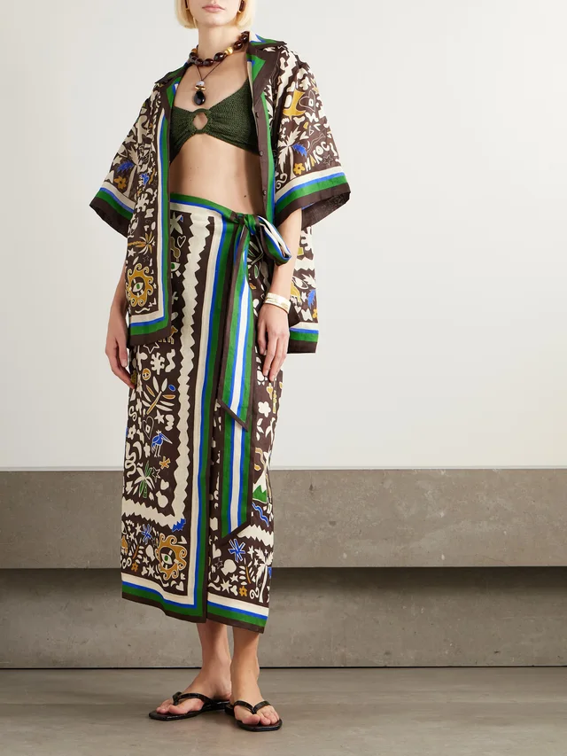 ALÉMAIS Maroc oversized printed ramie shirt in Brown, photo 2 of 2 from NET-A-PORTER (Canada)