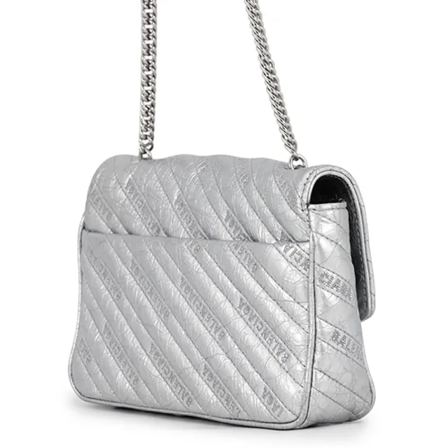 Balenciaga BB Logo Quilted Chain Shoulder Bag Silver526682 Leather in Leather from GALLERY RARE, photo 2 of 16