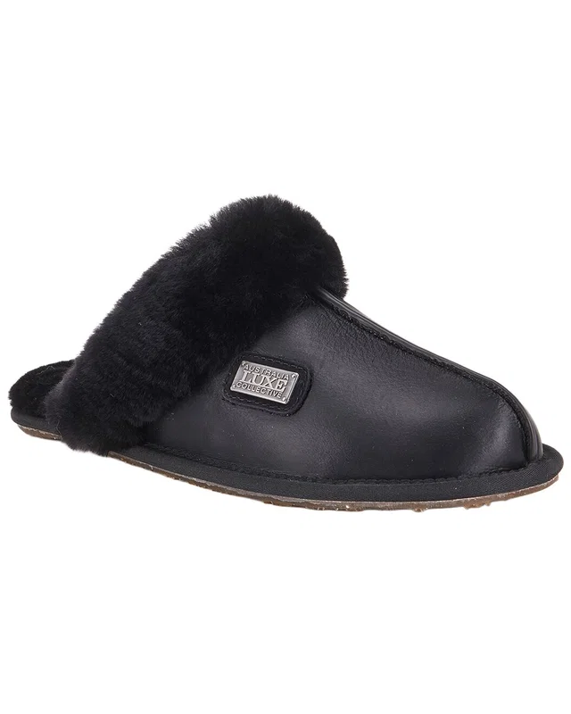 Australia Luxe Collective Closed Mule Sheepskin Slipper in Black, image 1 of 1 from Rue La La
