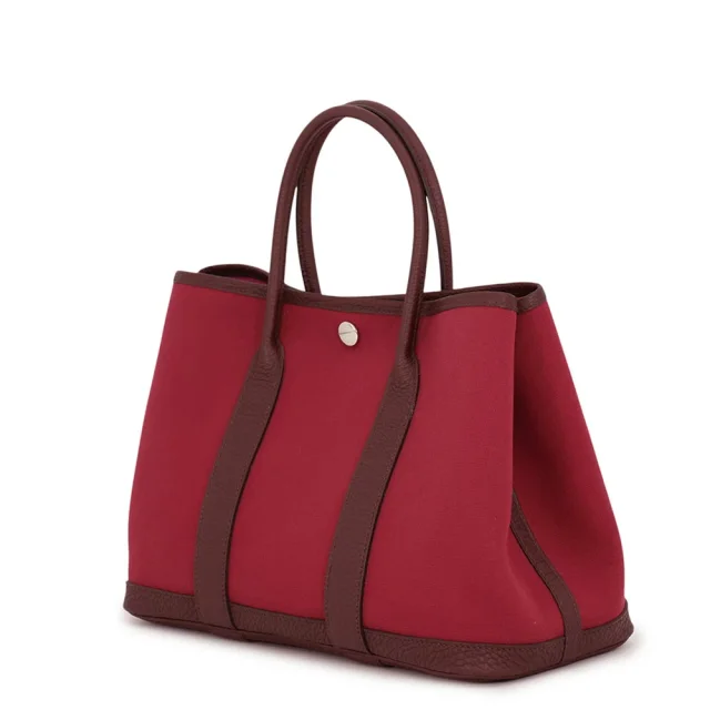 Hermès Garden Party Verso Ruby/RougeSellier/Rose Bubble Gum Toile Officier Negonda Leather Size TPM in Pink Leather from GALLERY RARE, photo 2 of 10
