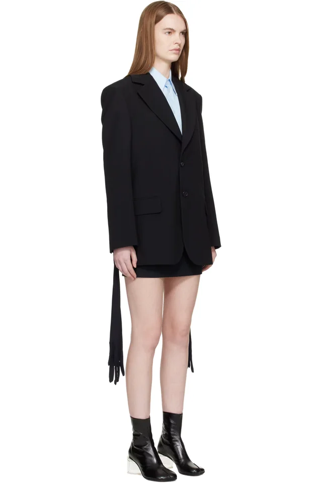 MM6 Maison Margiela Black Wool-Blend Blazer, photo 2 of 4 from SSENSE