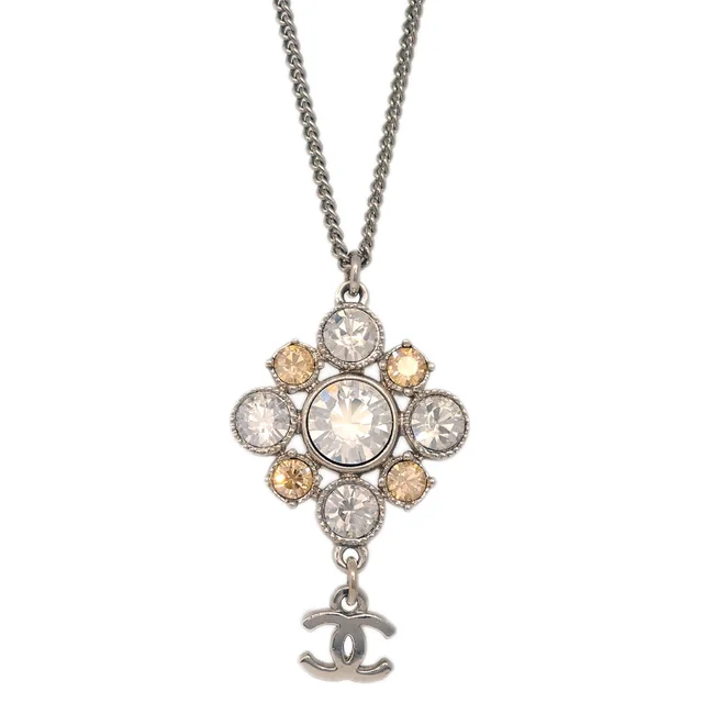 Chanel 2010 Silver Necklace Pendant Rhinestone 10V in Silver from AMORE Vintage Tokyo